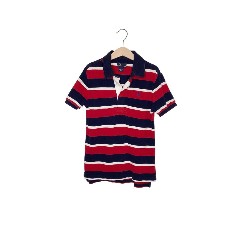 POLO Ralph Lauren Red White Blue Striped Polo Shirt 7